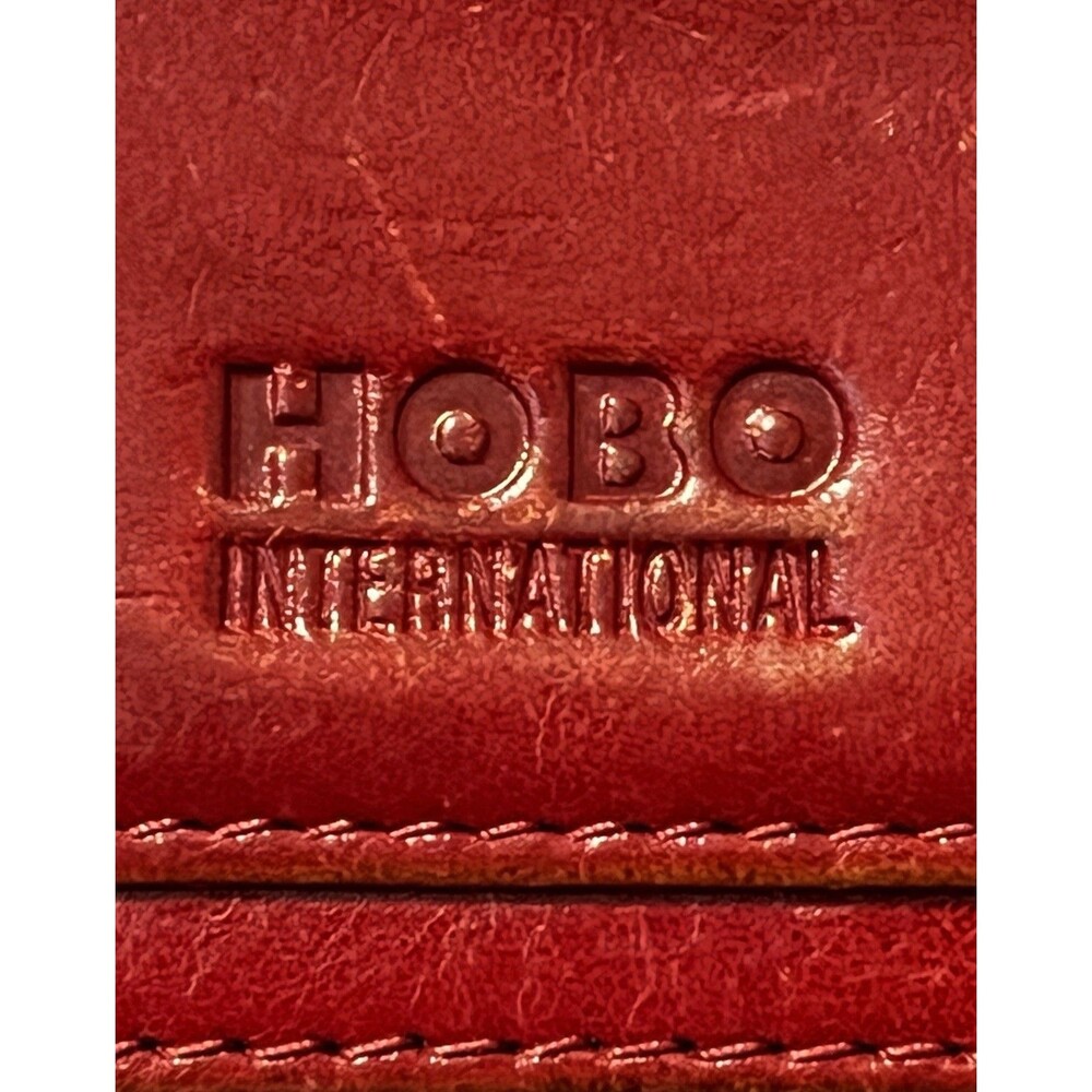 HOBO International Red Distressed Leather Zip Around Wallet Organizer Checkbook - Picture 2 of 5